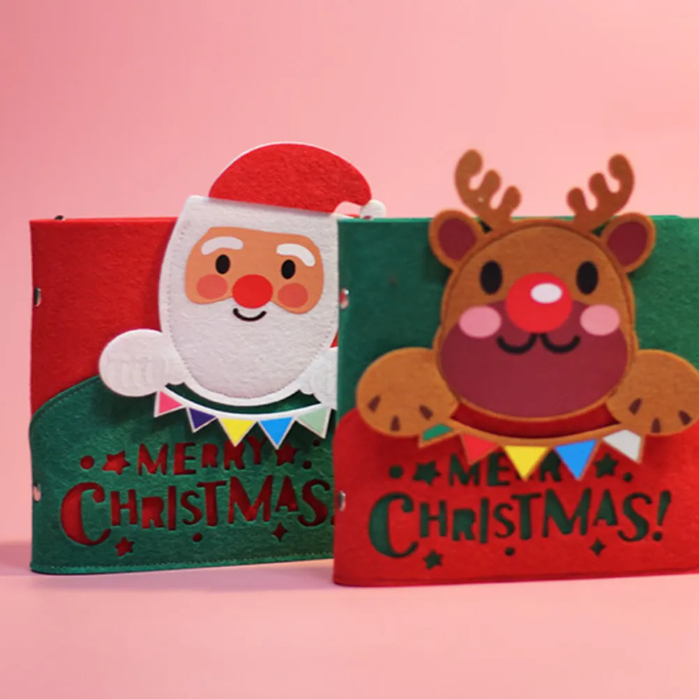 

Refillable Felt Travel Notebook 80 Pages Loose-Leaf Diary Journal Sketchbook Christmas Reindeer Stationery Students
