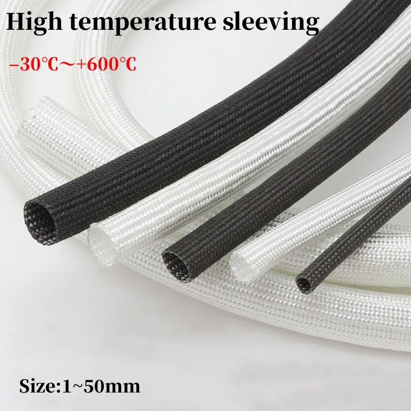 1/5/10M 600°C Fiberglass Tube Insulating Tube High Temperature Chemical Glass Fiber Braided Sleeve Soft Wire Pipe Protector