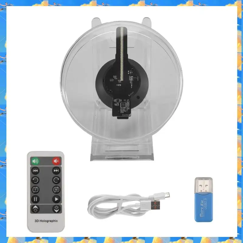 FTS 3D Fan Hologram Projector Desktop LED Sign Holographic Lamp Player Remote Display Support Images And Video