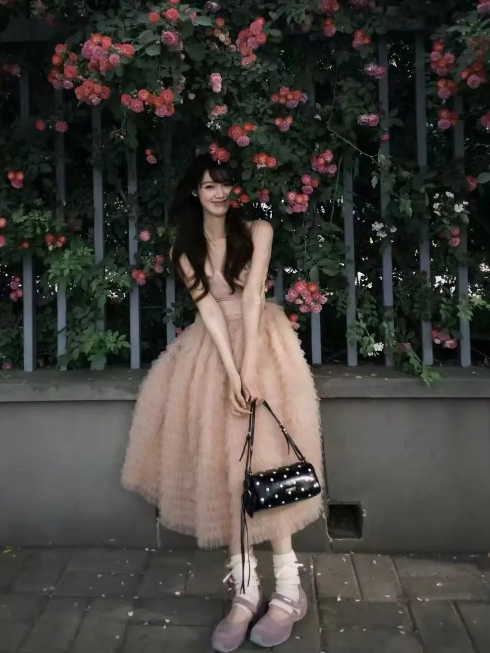 Ballet Style Sweet Princess round Neck Lace Dress Two Piece Set Women's Clothing Casual Summer Soft Polyester Fabric Gown