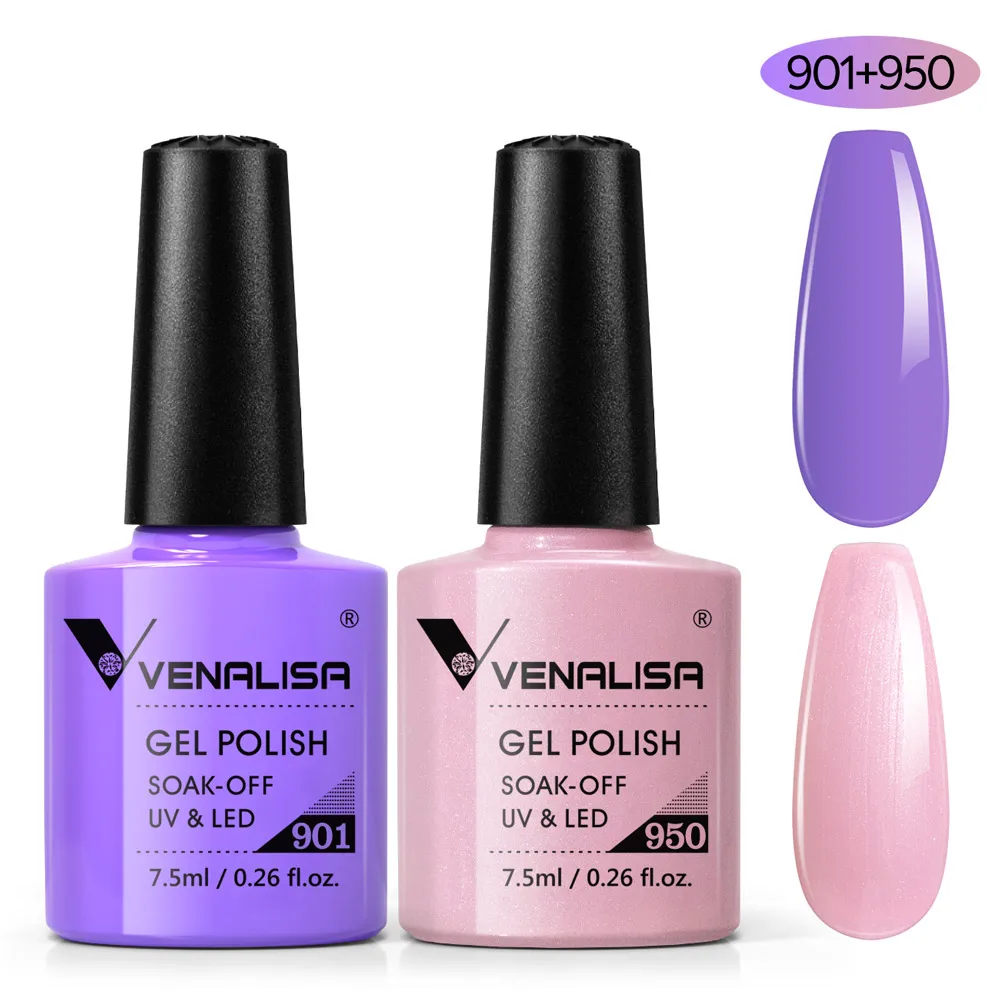 2 Chiếc/Bộ Venalisa 7.5Ml Gel Móng Tay Màu Nude Họa Tiết Ngâm Tắt UV LED Gel Sơn Mài Căn Cứ áo Khoác Nowipe Top Coat Gel Móng Tay