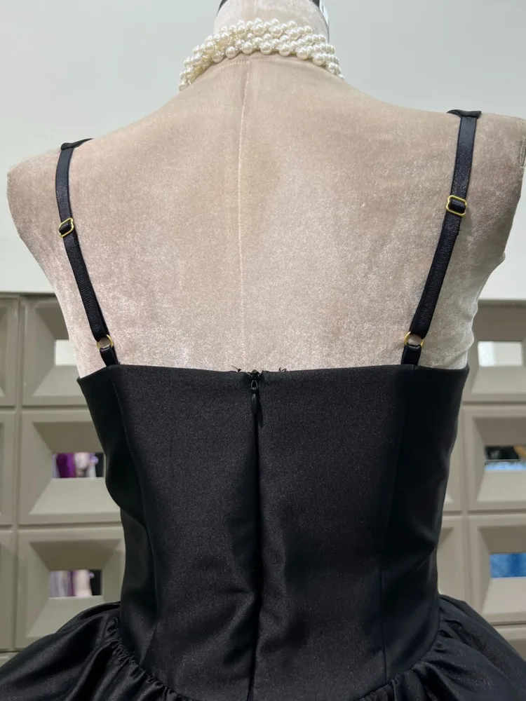 Dfdg feminino 2025 primavera verão tule vestido de baile elegante arco cintura vestido de festa à noite mangas bufantes vestido de casamento em camadas