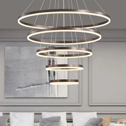 Modern 5 Round Ring Ceiling Chandeliers for Living Dining Room Staircase Hanging Lamp Led Home Decore Pendant Lighting Fixtures
