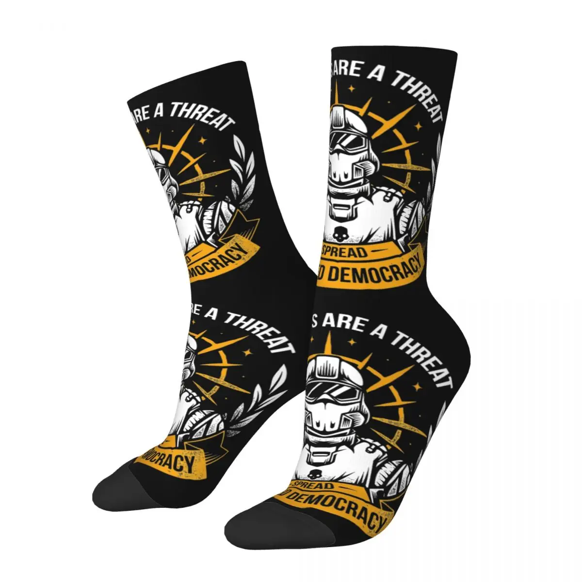 Happy Funny Men's Socks Harajuku Spread Democracy Helldivers 2 Sock Sport Women's Socks Spring Summer Autumn Winter