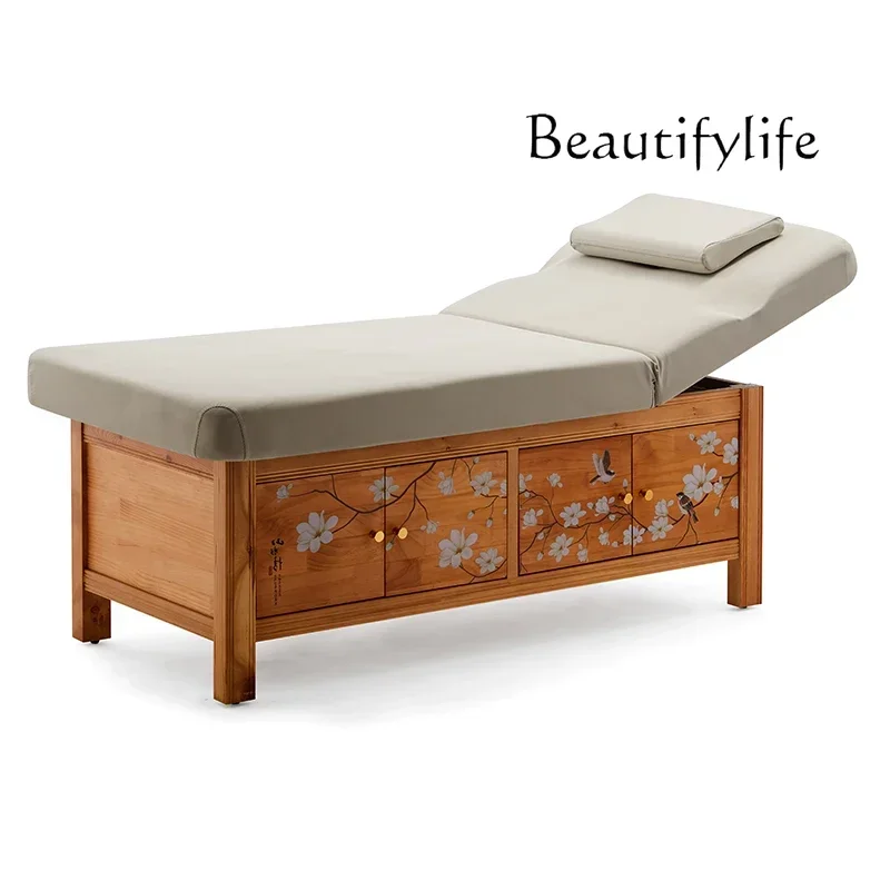 New Solid Wood Facial Bed Beauty Salon Wooden Medical Massage Physiotherapy Bed Massage Bed