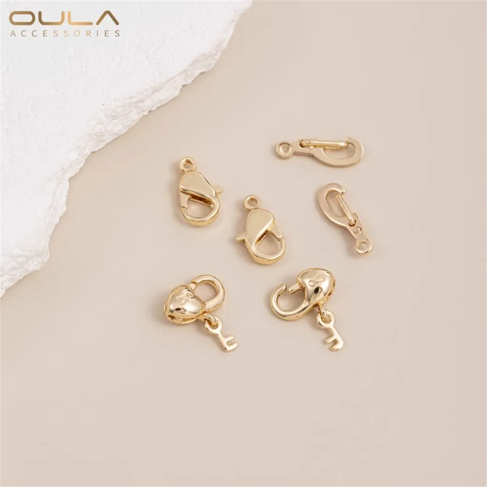 

1pcs 14K Gold-plated Heart-shaped Lobster Clasp Handcrafted Spring Clasp Diy Bracelet Necklace Connecting Finishing Accessories