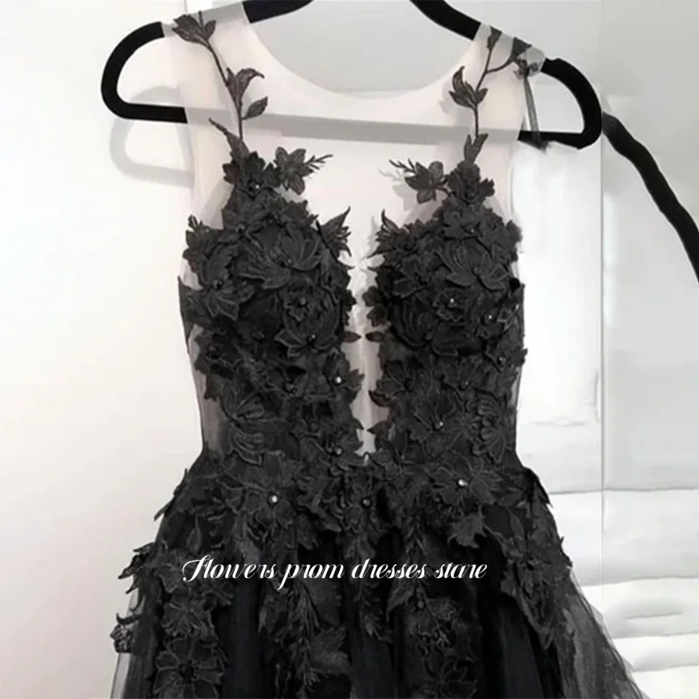 Fleurs une ligne robes de bal Illusion bretelles robe de soirée dentelle Applique robe de soirée pour les femmes vestidos de fiesta personnalisé