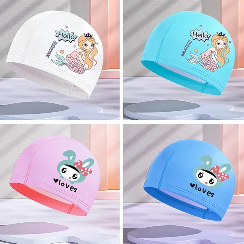 

Cute Cartoon Soft Kid's Swimming Cap Boys Girls Waterproof Long Hair Ear Protection Swimming Cap Swim Cap for Children