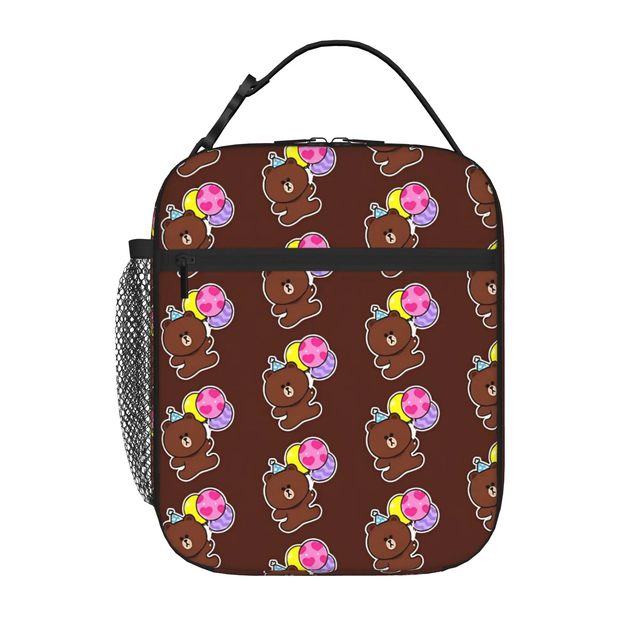 1 Piece For Students Food Container Soft Character Portable Pocket Brown Bear Zipper Closure Aluminum Foil Food Pouch For Travel