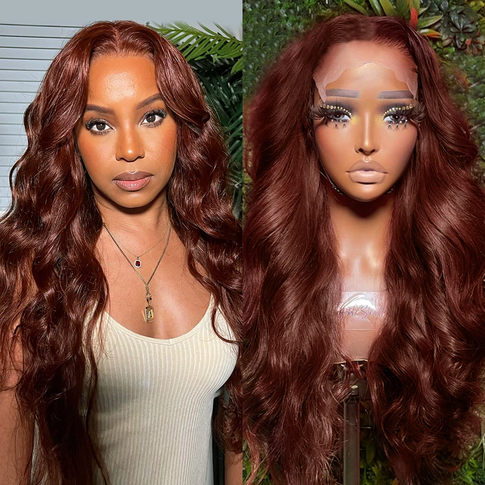 

13x6 Reddish Brown Body Wave Human Hair Lace Front Wigs for Women Brown Colored Human Hair Wig 13X4 Hd Lace Frontal Wigs 250%