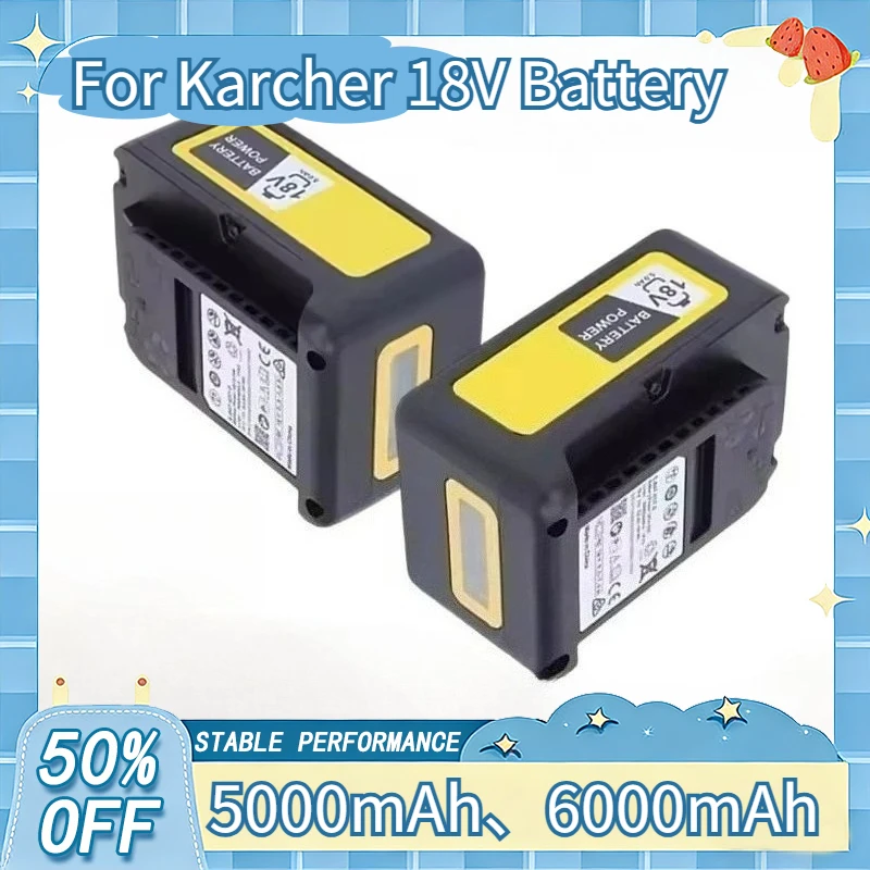 

Аккумулятор литий-ионный 18В 6.0Ач для Karcher, аккумулятор для электроинструмента 18В с ЖК-дисплеем