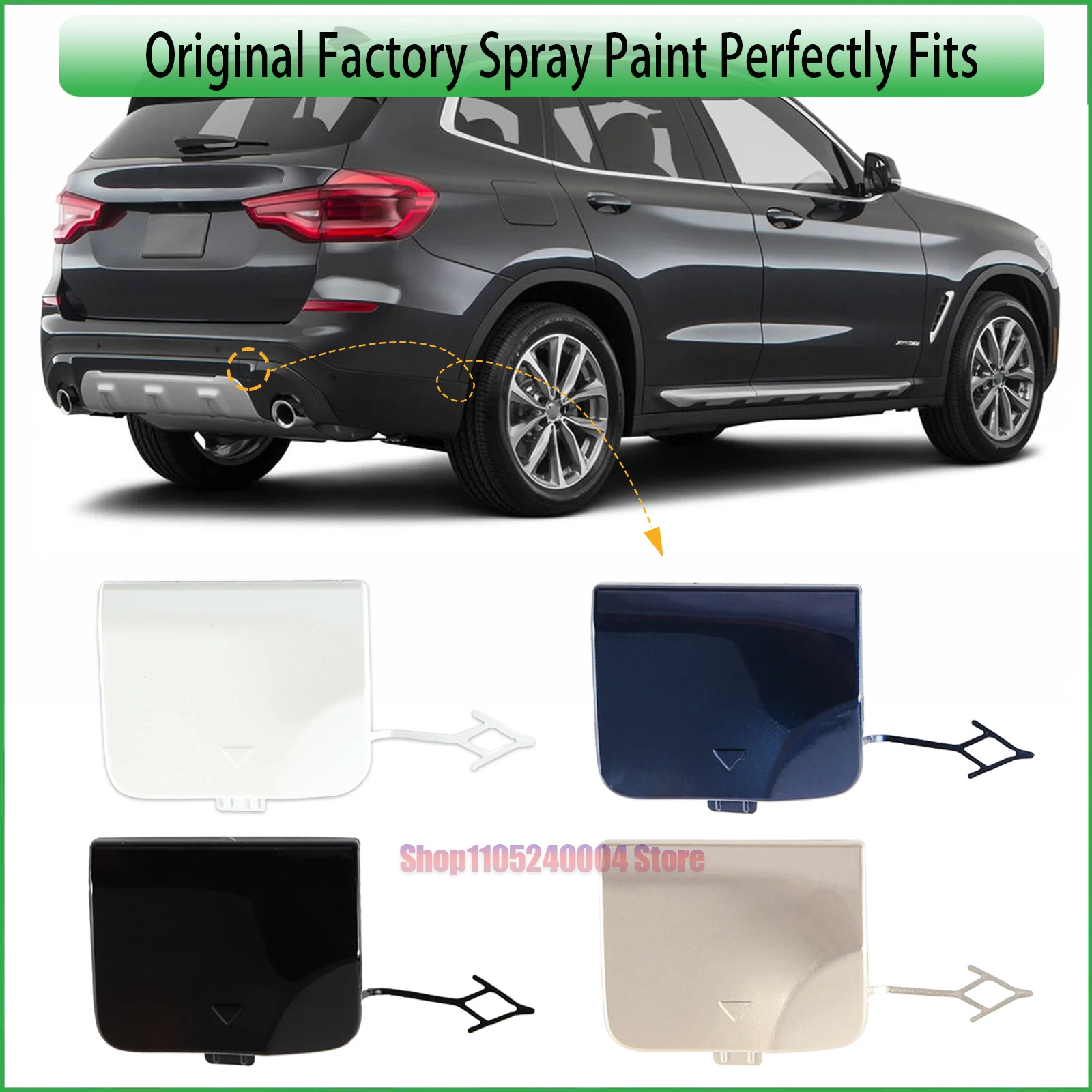 For 2018-2020 BMW X3 G01 G08 Direct Replacement Right Rear Tow Hook Cover Flawless Fit OEM Part 51127498525