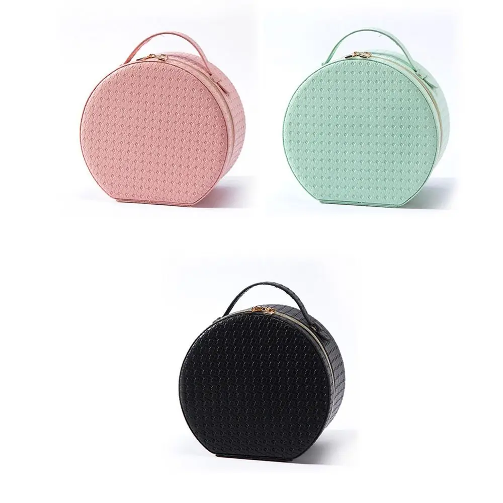 حقيبة مكياج محمولة مع أضواء من جلد البولي يوريثان، 3 أوضاع إضاءة ملونة، منظم أدوات الزينة للسفر، سعة كبيرة، سحاب للإغلاق