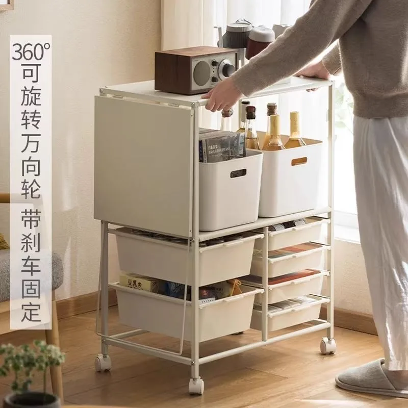 Movable multi-function drawer storage rack, trolley coffee machine placement