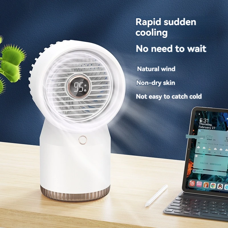 Water cooling cycle spray fan desktop small fan office USB fan humidification spray digital display electric fan four gear night