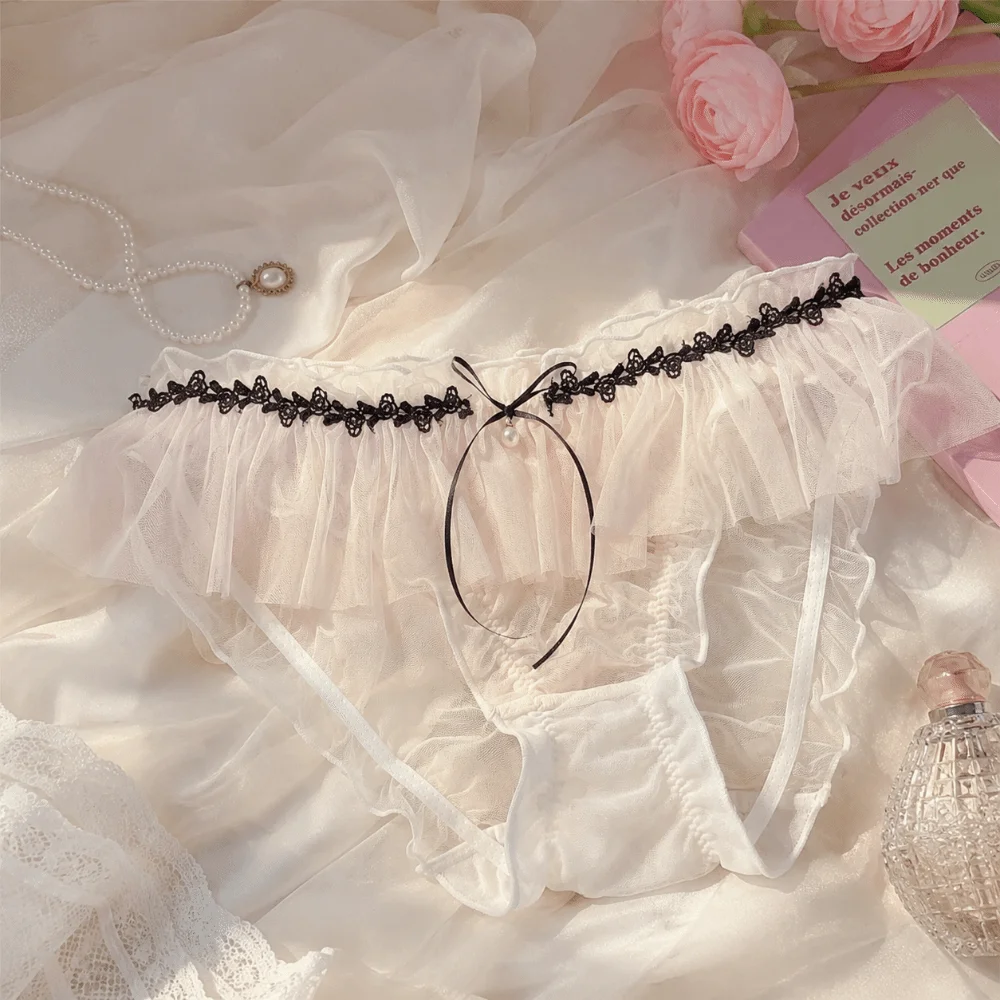 Underpants Mesh Thin Women's Underwear Bow Transparent Lace Panties Low Waist Sweet Triangle Pants Girls' Style