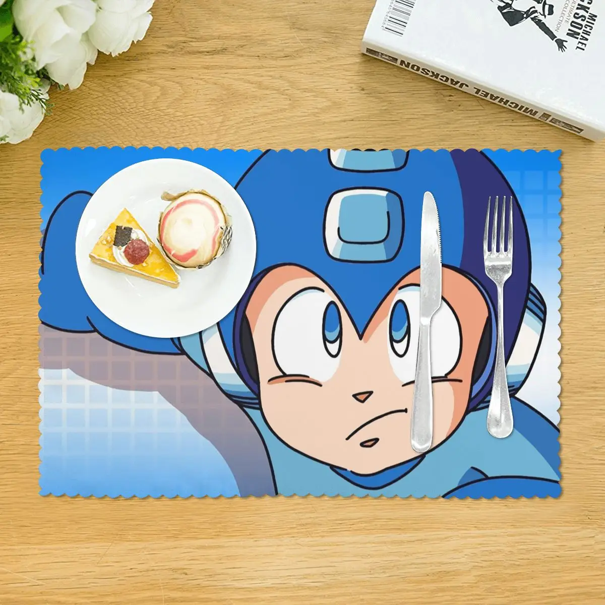Megaman Video Game Mega Man Placemat Heat Resistant Plate Mat for Dining Table Bowl Coaster Super Absorbent Mats