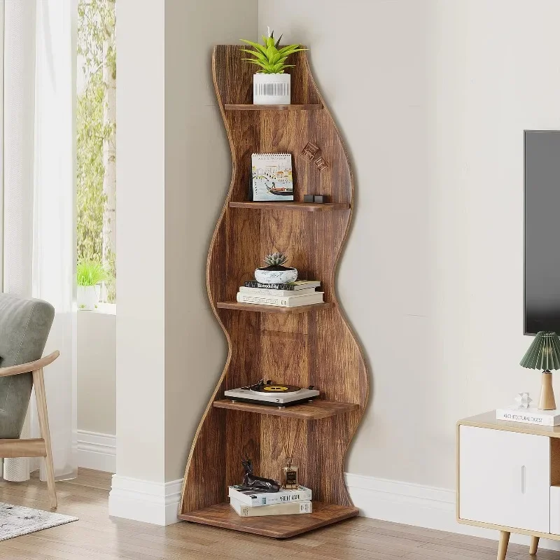 Corner shelf rural 5-layer corner bookshelf fashion corner small bookcase home office storage rack