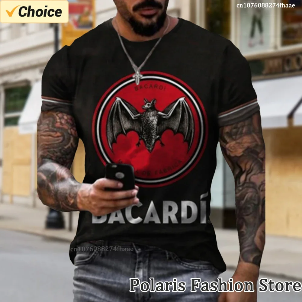 Summer Men Bacardi Rum Pattern T Shirt Vintage Short Sleeve Tees 3D Print Male Oversized Tops