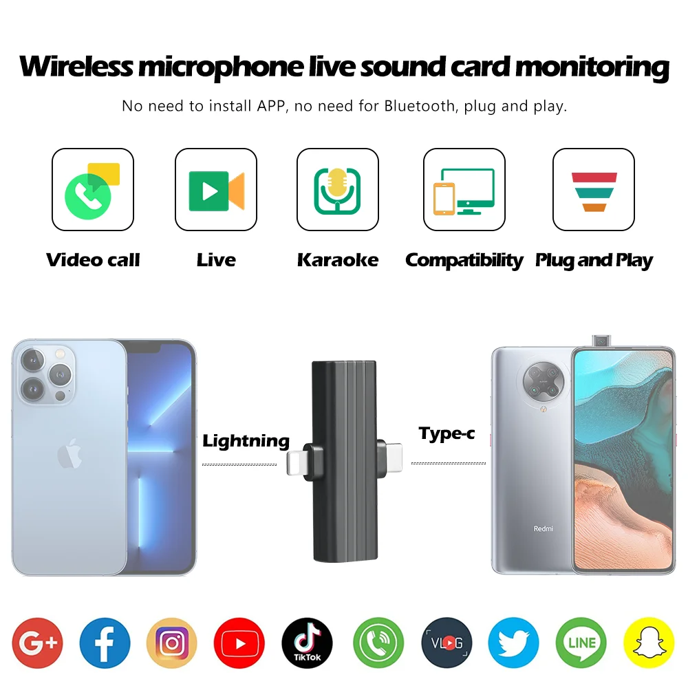 Podcasting Equipment Set wireless Neckband microphone Headphones with Mic Wireless monitor for live streaming vlog iPhone type-c