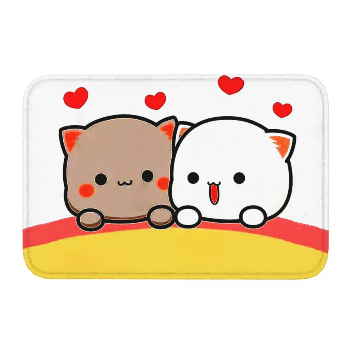 Cat Cute Kawaii Animal Aniamls Bedroom Mat Peach And Goma Mochi Doormat Kitchen Carpet Outdoor Rug Home Decoration