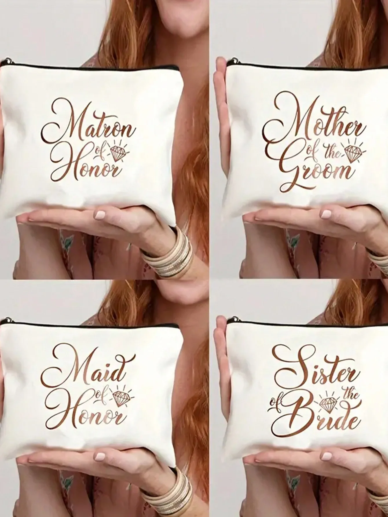 Wedding Bride Makeup Bag, Portable linen Cosmetic Bags, Party Organizer Pouch Gifts