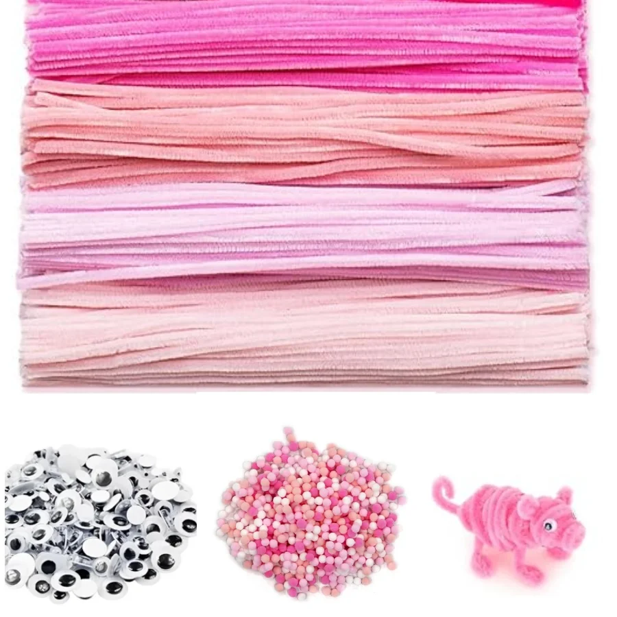 500 Stück Kinder Kunst & Handwerk liefert Set DIY Aktivitäten & Partys Bastel set 200 Stück Pfeifen reiniger 200 Stück Pom Poms Stück Wackel augen