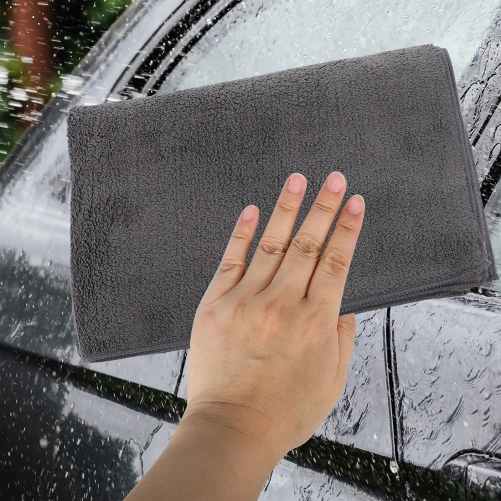 

3pcs Absorbent Car Wash Towel Reusable Cleaning Cloth 30x60cm Quick Dry Hair Car Drying Scarf Soft Suede Material Home Use