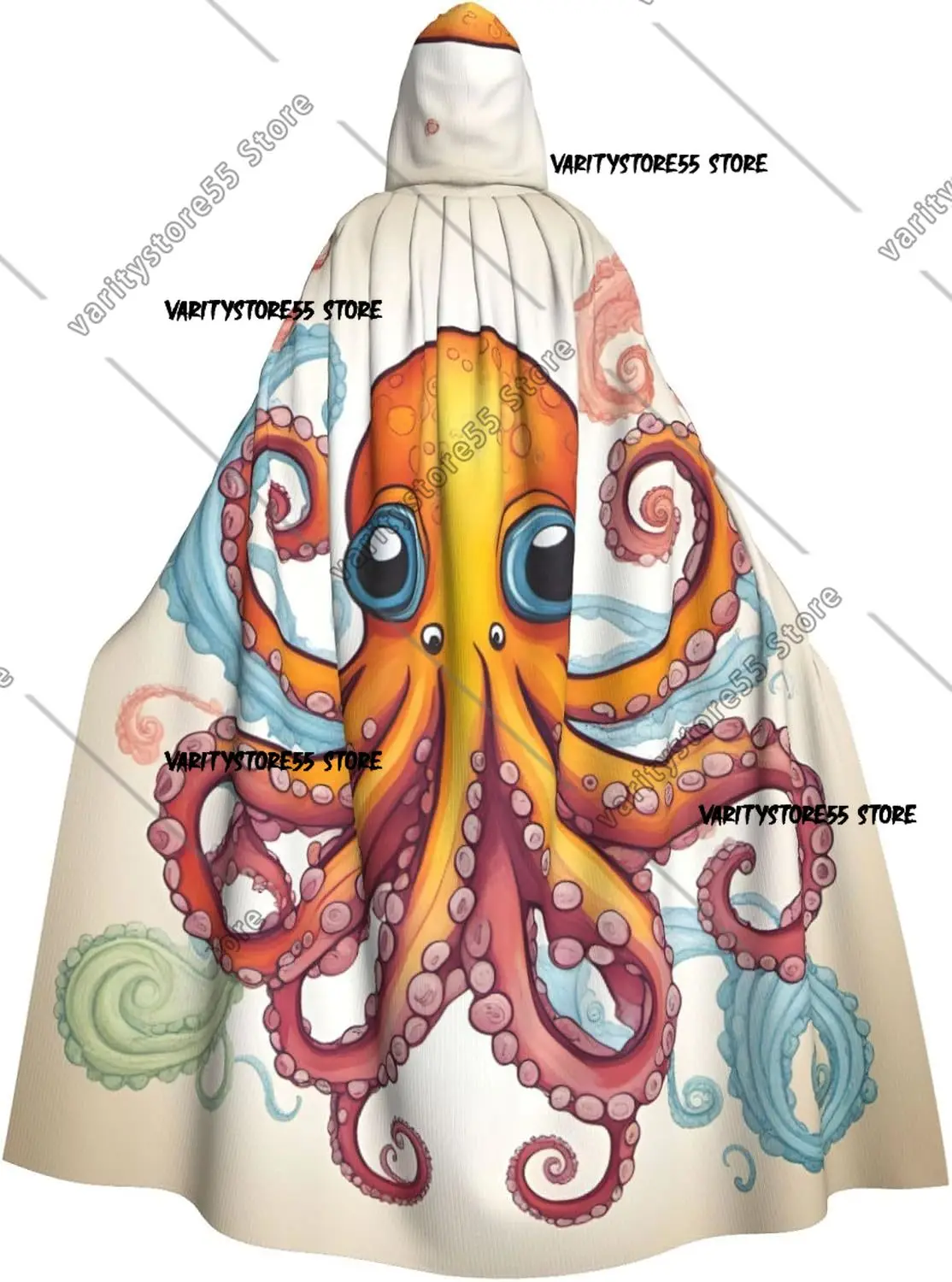

Халаты унисекс, накидки для взрослых, цветной плащ с капюшоном и принтом осьминога для косплея, карнавальные костюмы на Хэллоуин