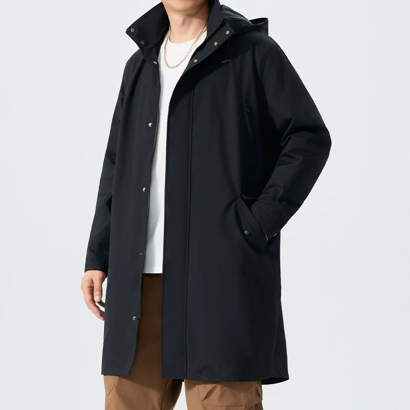 

Men's Mid-Length Outdoor Jacket 91 plus Size Detachable Hood Windbreaker Cross-Border Fashionable Polyester Fabric Coat