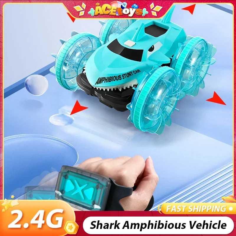 

2.4G Shark Amphibious Vehicle With Light Waterproof 360 Degree Rotation Endurance Gesture Sensing Electric Car Toy