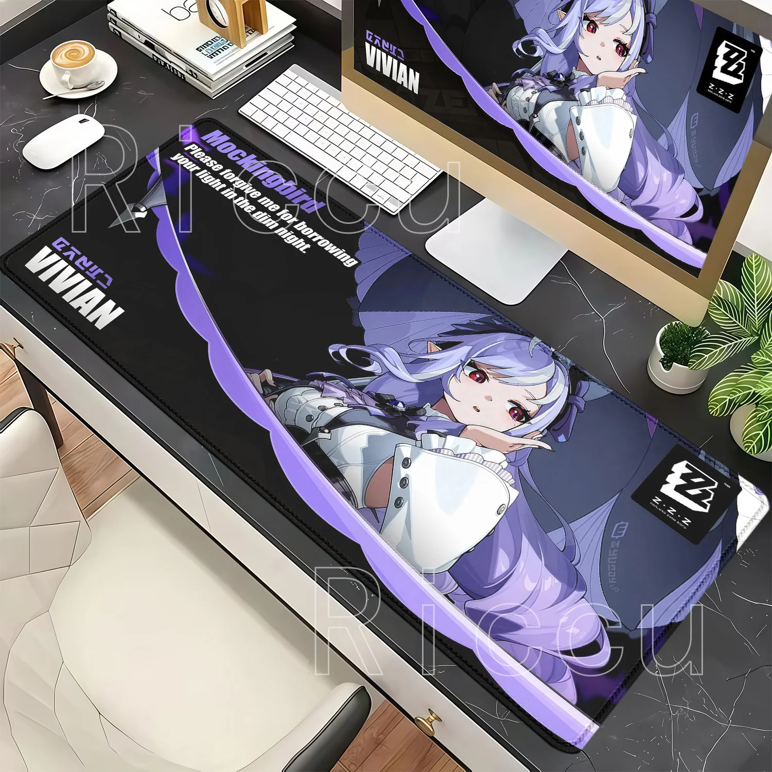 Larger Mousepad Vivian Banshee‌ PC Gaming ZZZero ‌Zenless Zone Zero HD Printing Overlock Mouse Pad Office Non-slip Base Desk Mat