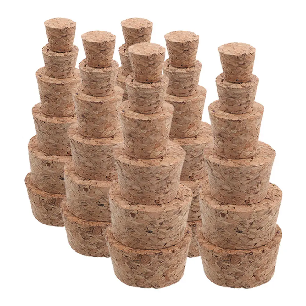 36Pcs Wooden Tapered Bottle Stoppers for Wine Beer Jars Glass Vials Wishing Bottles DIY Craft Projects High Sealing Soft Grip