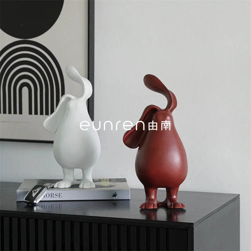 Modern Art Cartoon Long Ear Bunny Figurine For TV Cabinet Living Room Showroom Kids Room Cute Centerpiece Birthday Christmas