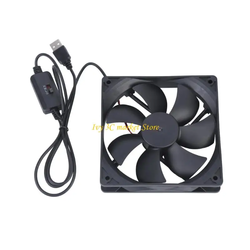 D7YC Equipment Cooling USB Fan 120mm with Variable 5V Speed Control, 1 m Cable and Hydraulic Bearing for Cabinet Ventilation,
