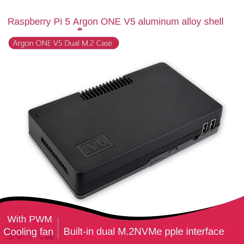 Argon ONE V5 Aluminum Alloy Shell Built-in Dual M.2 NVMe PCIe Interface For Raspberry Pi 5 Generation Model J2534 180-Day