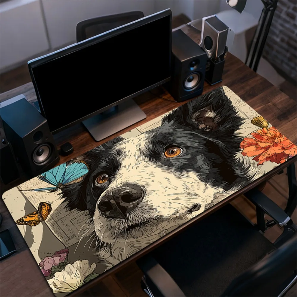 With Border Collie and butterfly patterns one piece playmat alfombrilla ratón ordenador protector escritorio podkladka pod mysz