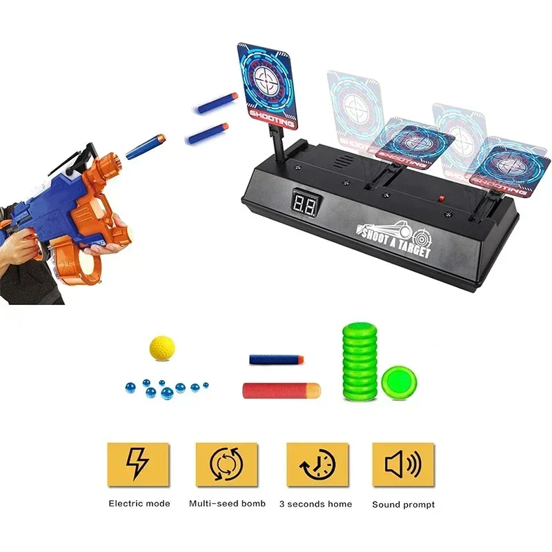 Alvo digital de tiro eletrônico para armas Nerf, alvo de pontuação de efeito sonoro de luz inteligente com reinicialização automática