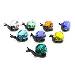 Fluorescent Murano Glass Snail Mini Figurine Ornaments Cute Animal Tiny Statue Home Table Fairy Garden Decor New Year Kids Gifts