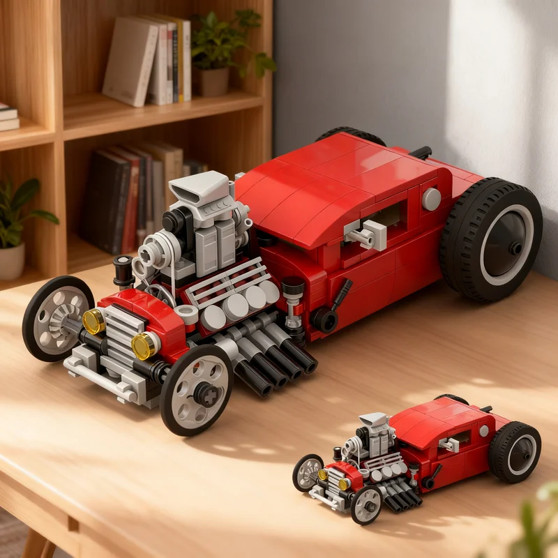 320pcs MOC 1930s Coupe "Cherry Pop" City Champions Model Building Blocks Toy Birthday Display Idea Assemble 3D Collection Brick