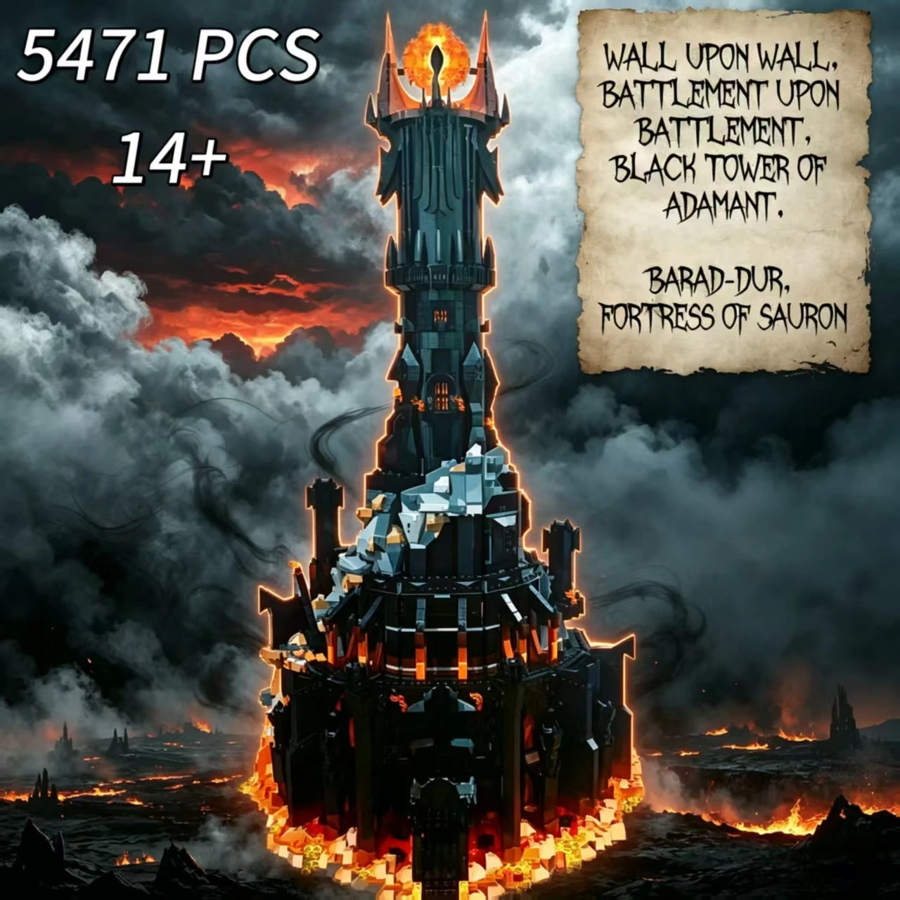 Image of 2026 Trendsetter: 5471-teiliger Großer Schwarzer Turm mit Bösen Augen – Ästhetisches Bauset für Heimdekoration, Perfekt als Geschenk.