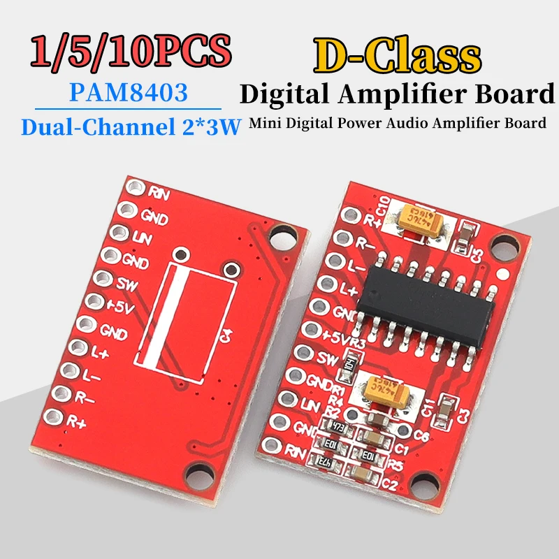 1/5/10pcs PAM8403 Mini Digital Power Audio Amplifier Board of D-Class Dual-Channel 2*3W DC5V DIY Audio Module