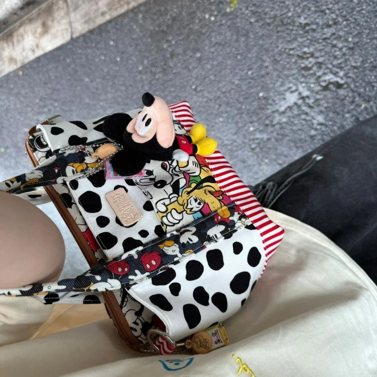 Nova disney mickey bolsa de lona dos desenhos animados bonito almoço saco de um ombro crossbody pequeno saco elegante deslocamento grande capacidade