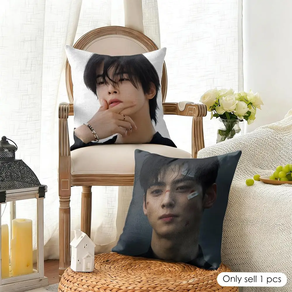 Korea Singer C-Cha Eun Woo Cushion Cover Organic Linen Square Pillow Case Durable Non-Allergenic And Kind To Skin