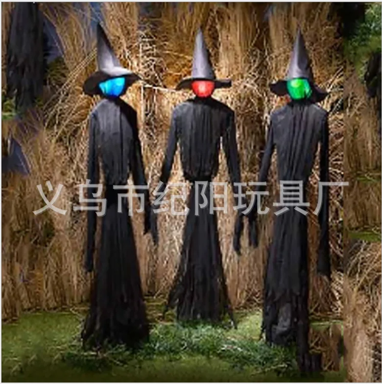 Sorcières Lumineuses Avec Piquets, Decoraciones D'Halloween En Plein Air, Redes Serrées, Décor À Capteur Security É Par Le Son