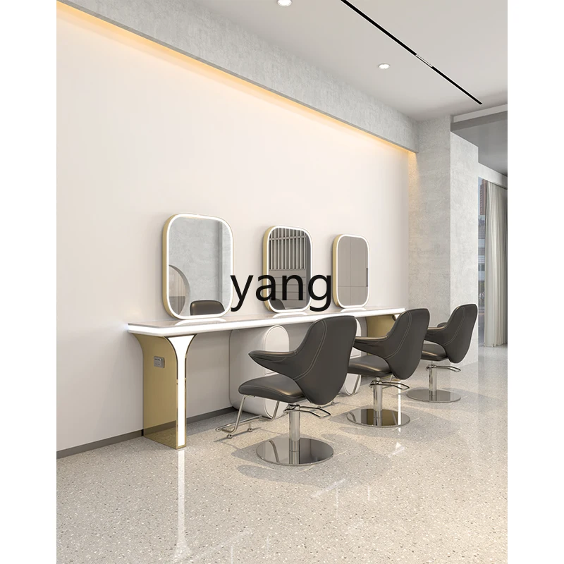 LHH  hairdresser mirror table marble barber shop mirror single and double-sided integrated