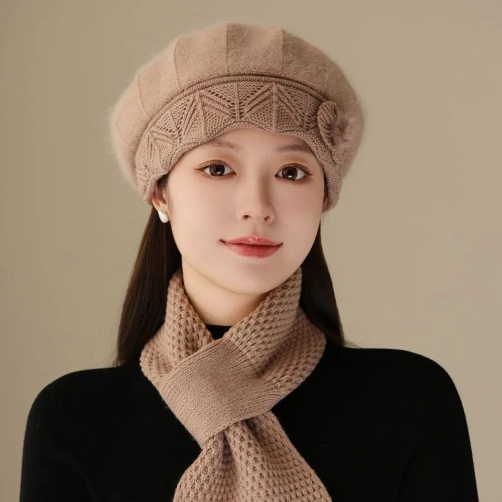 عارضة رشاقته أمي قبعة وشاح يندبروف الأرنب الفراء قبعات منسوجة Coldproof الشتاء قبعة وشاح المرأة