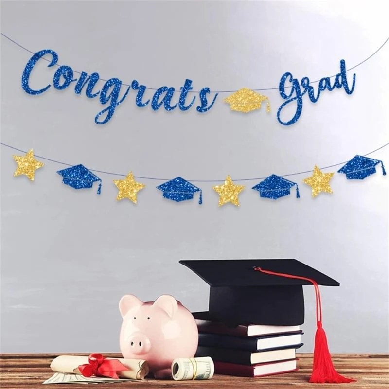 

652F Glittering Congrats Grads Ornament Graduation Party Ornament Hanging Decoration for Class of 2025 Graduation Celebration