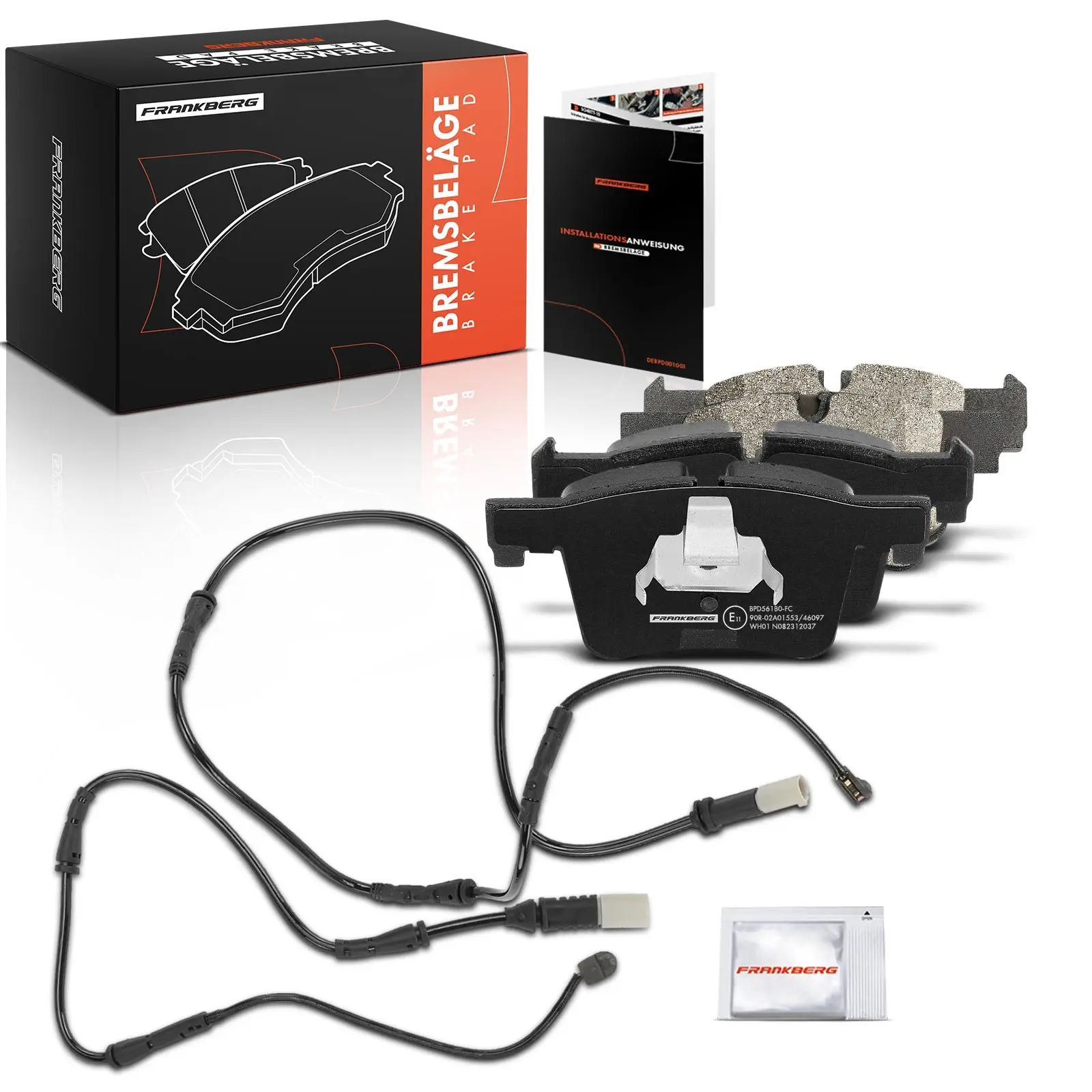 Plaquettes de frein avant Frankberg 4x pour BMW F20, F21, F23, F22, F87, F34, F30, F80, F31, F33, F83, F32, F82, F36 ; Numéros de pièces 34116854126 et 34106799801