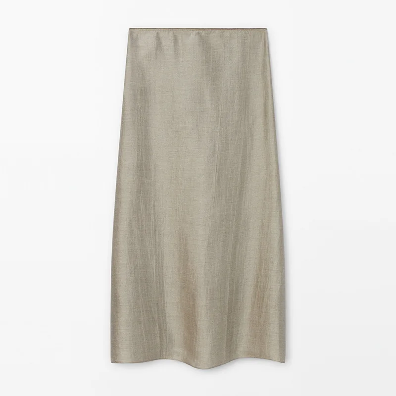 

Spring New ey Cotton Linen Straight Cut Skirt High Waist Slit Skirt Wrap around Skirt Commute Sle mid Length Pure Color